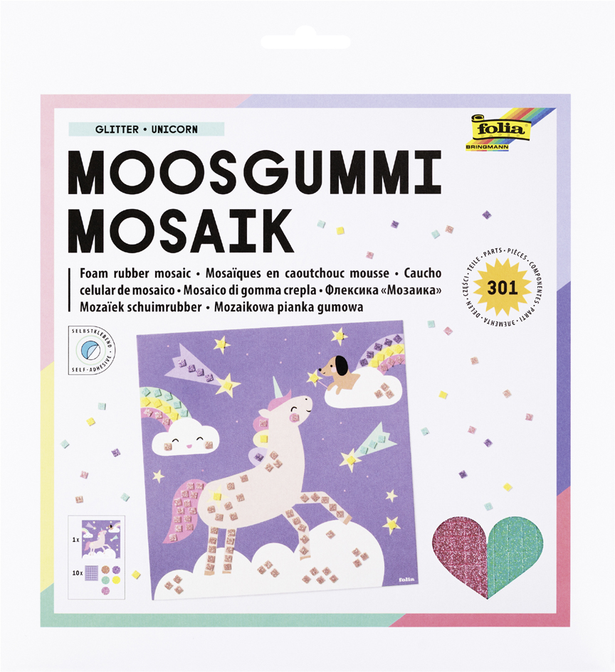 folia Mosaïque en caoutchouc mousse 'UNICORN', 301 pièces