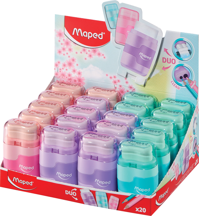 Maped Taille-crayon/gomme Connect Duo PASTEL, par 20