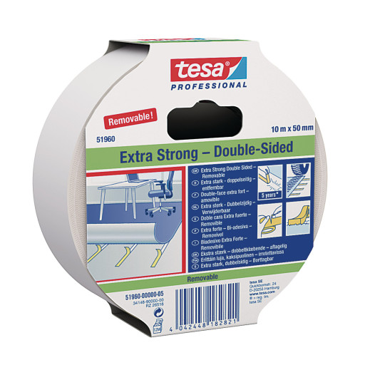 tesa Adhésif double-face extra fort, amovible, 50 mm x 25 m