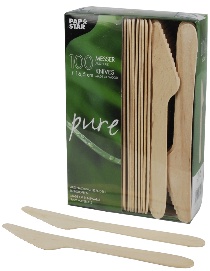 PAPSTAR Couteau en bois 'pure', longueur: 165 mm