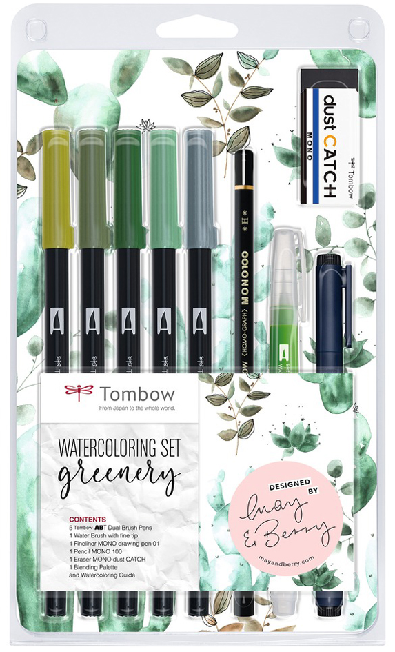 Tombow Kit pour aquarelle 'Greenery', 11 pièces