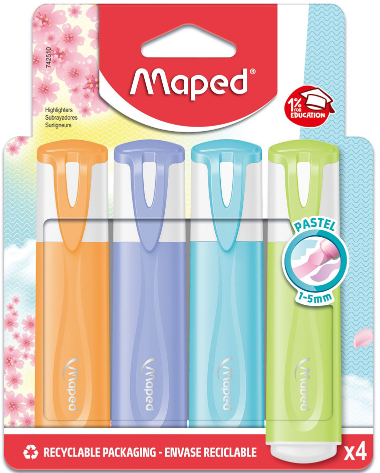 Maped Surligneur FLUO'PEPS PASTEL, blister de 4