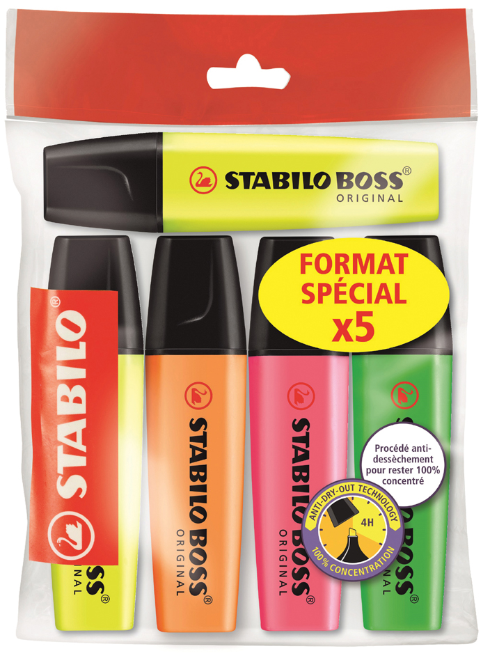 STABILO Surligneur 'BOSS ORIGINAL', Ecopack de 5