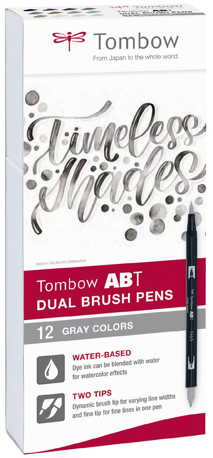 TOMBOW Feutre double pointe ABT DUAL BRUSH PEN, tons gris