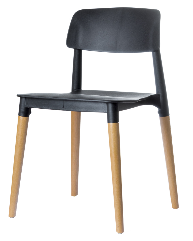 PAPERFLOW Chaise visiteur 'GLAMWOOD', set de 2, noir