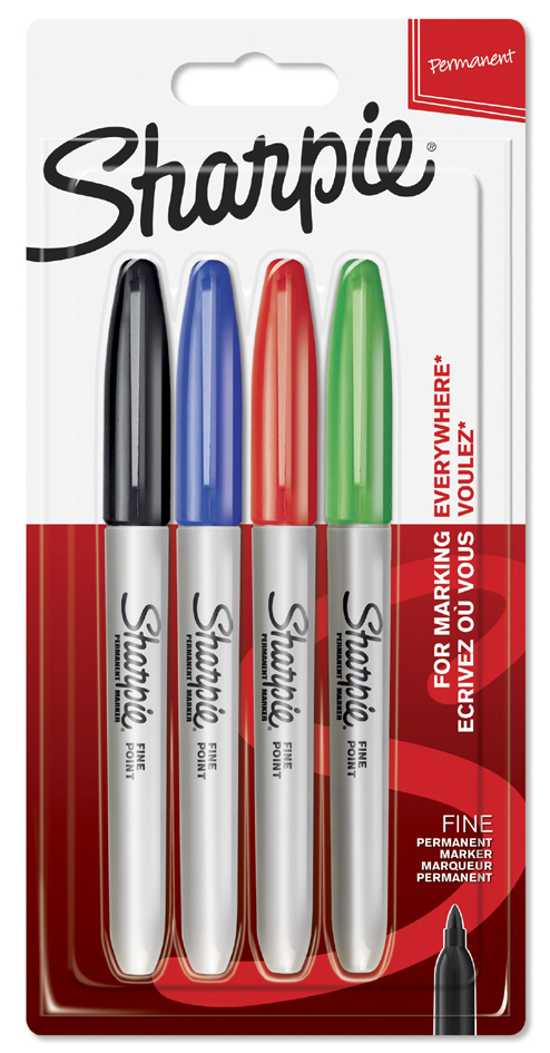 Sharpie Marqueur permanent FINE, blister de 4