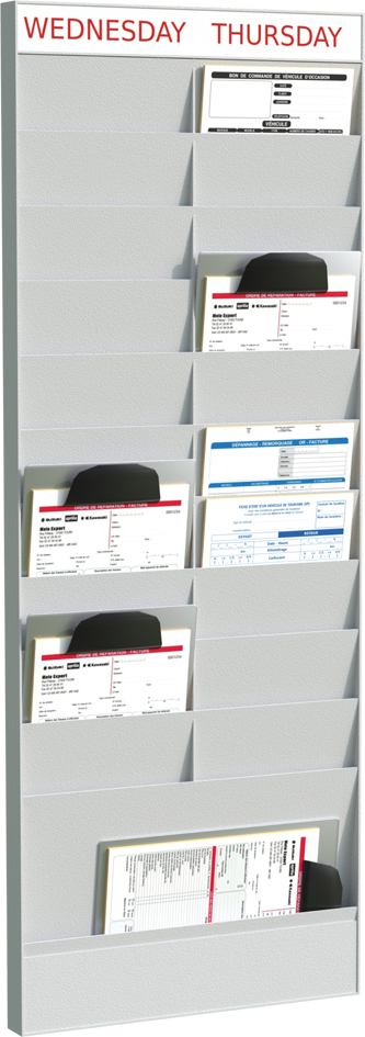 PAPERFLOW Planificateur de bureau mural, 20 casiers, gris