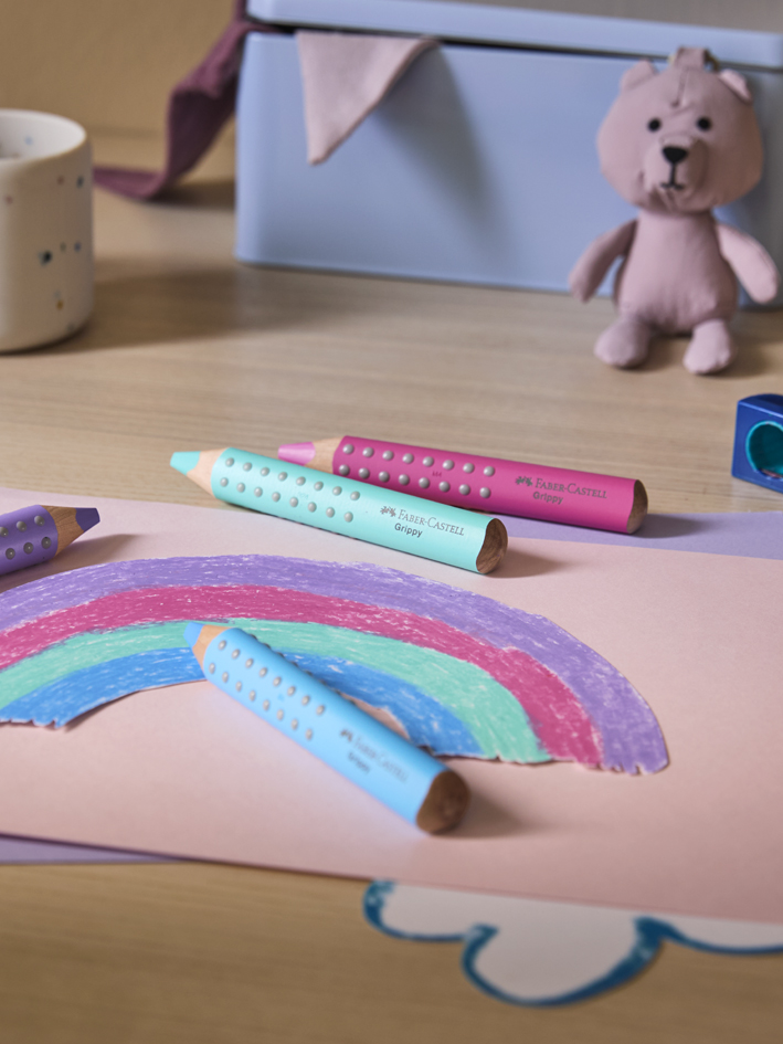 FABER-CASTELL Crayon de couleur Grippy Pastel, étui de 4