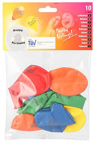 Ballon de baudruche "Happy Birthday", emballage