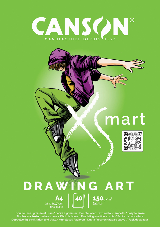 CANSON Bloc de dessin XS'MART DRAWING ART, A4