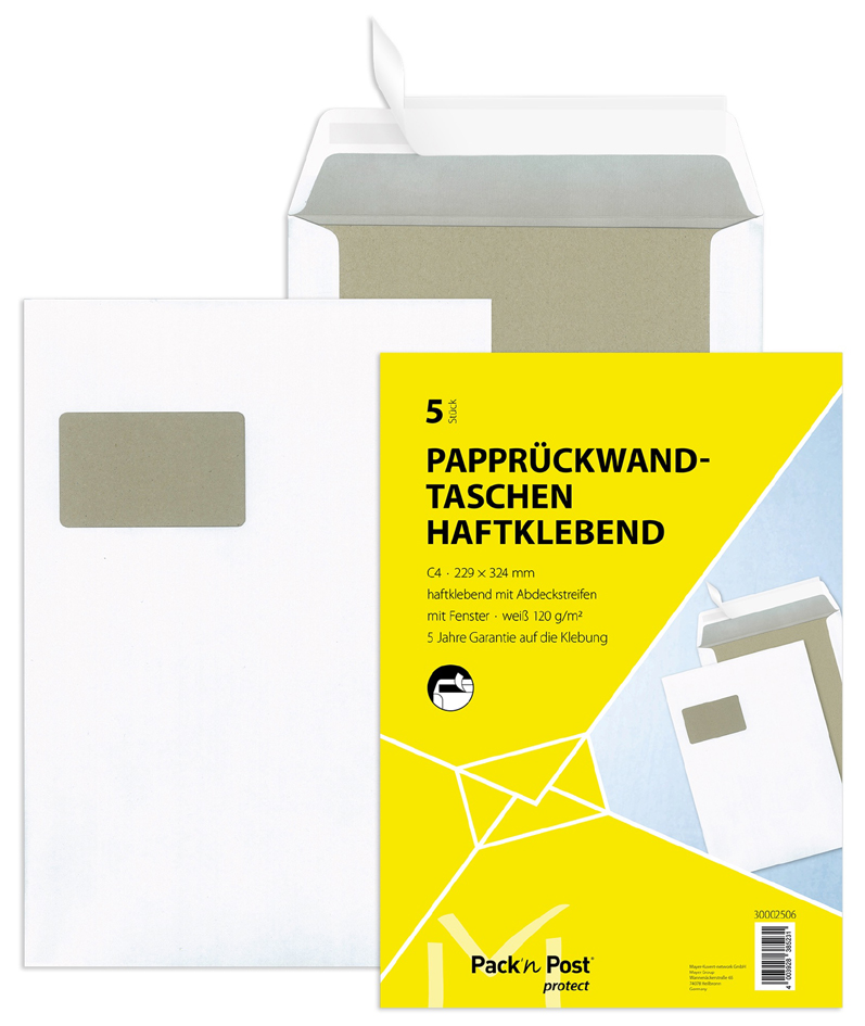 MAILmedia pochette d'expédition dos carton, fenêtre, blanc
