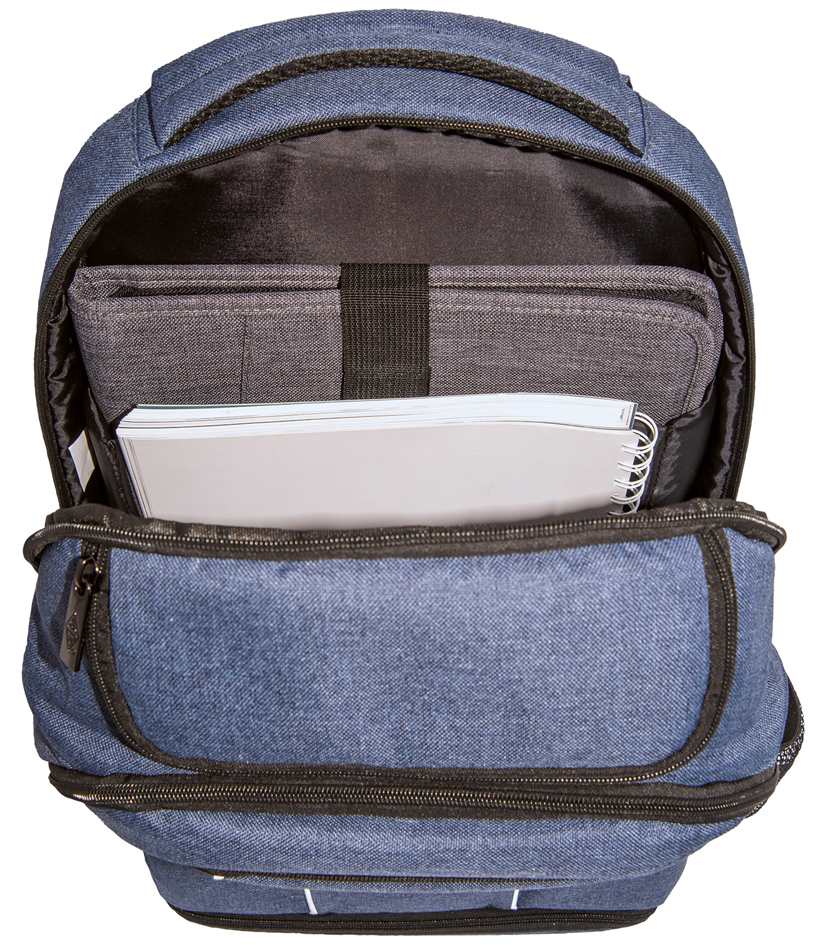 Visuel de référence : sac à dos pour ordinateur portable Denim, ouvert