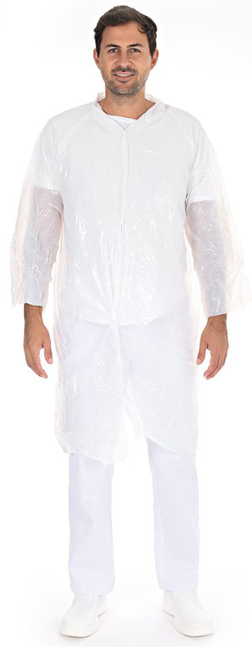 Visuel de référence : blouse visiteur PE avec boutons pression, blanc