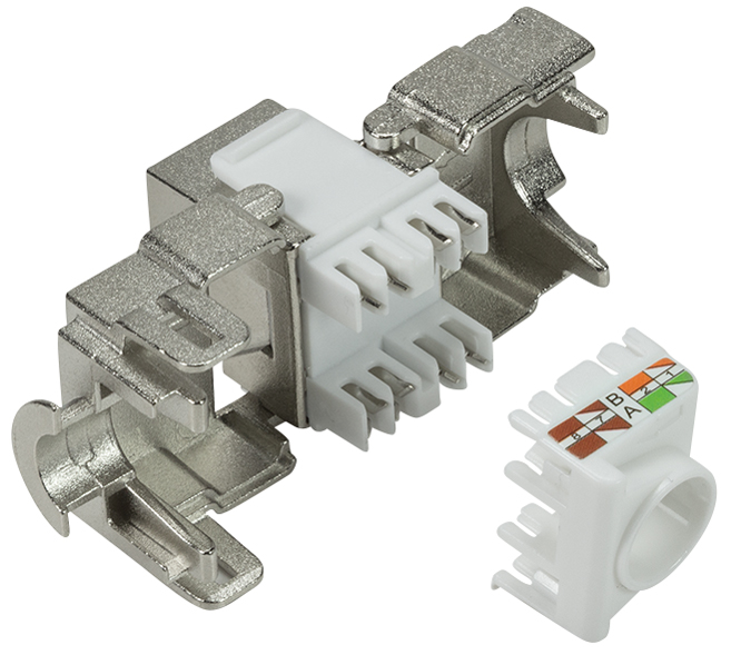 Module Keystone Cat.6A, classe EA, blindé, connexion STP 180°