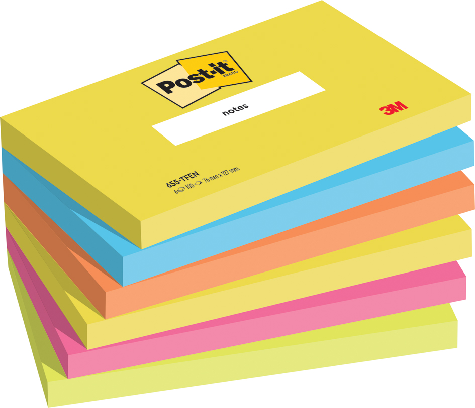Post-it Bloc-note adhésif, 127 x 76 mm, Energetic Collection