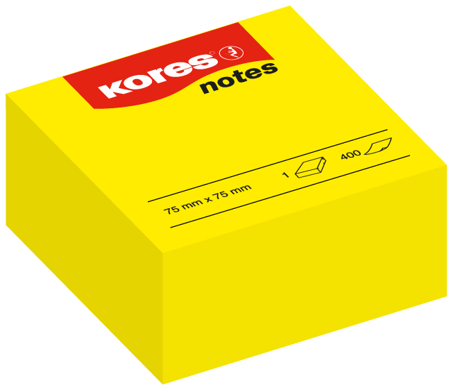 Kores Bloc de notes repositionnables'notes', 75 x 75 mm, uni