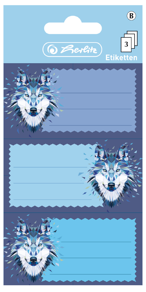 herlitz Étiquettes pour livres Wild Animals Loup, 78 x 42 mm