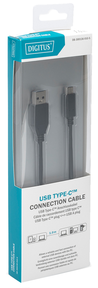 Visuel de référence: Câble de connexion USB 3.0, USB-C mâle - USB-A mâle, sous blister