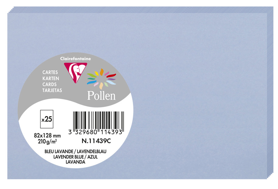 Pollen by Clairefontaine Carte 82 x 128 mm, bleu lavande