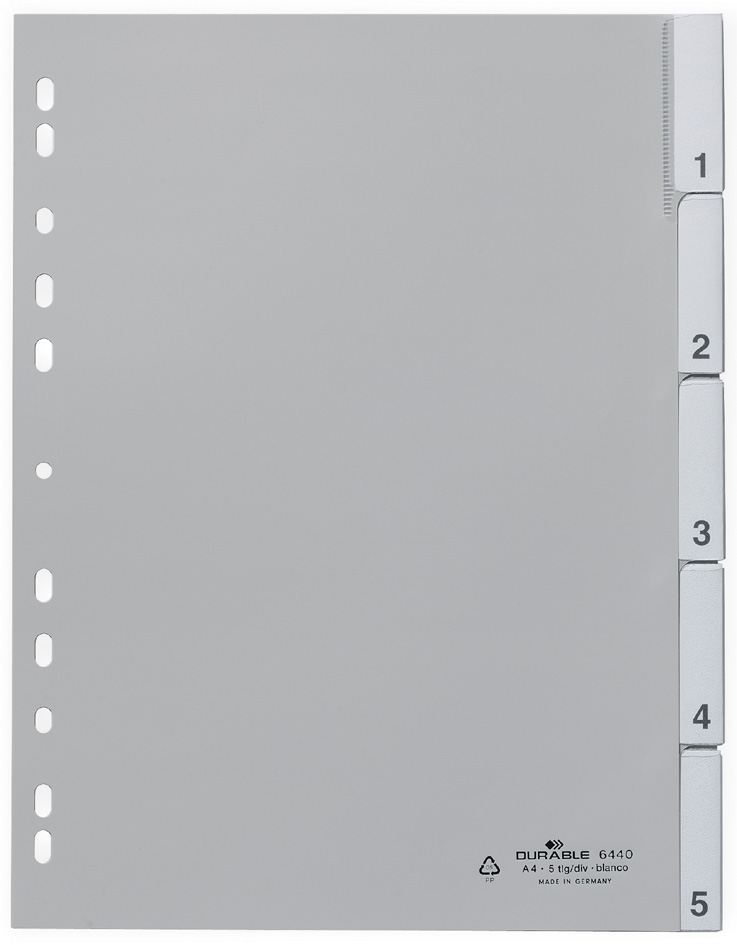 DURABLE Intercalaires en plastique, PP, épaisseur: 0,12 mm
