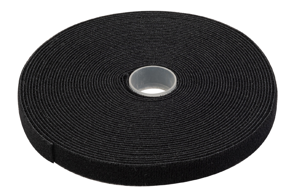 DIGITUS Lien auto-agrippant sur rouleau, 10 m, noir