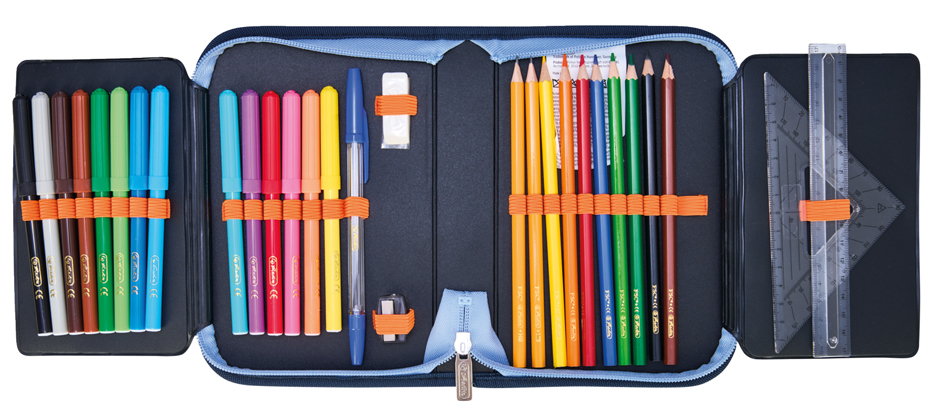 Étui scolaire "Tech Mech", ouvert