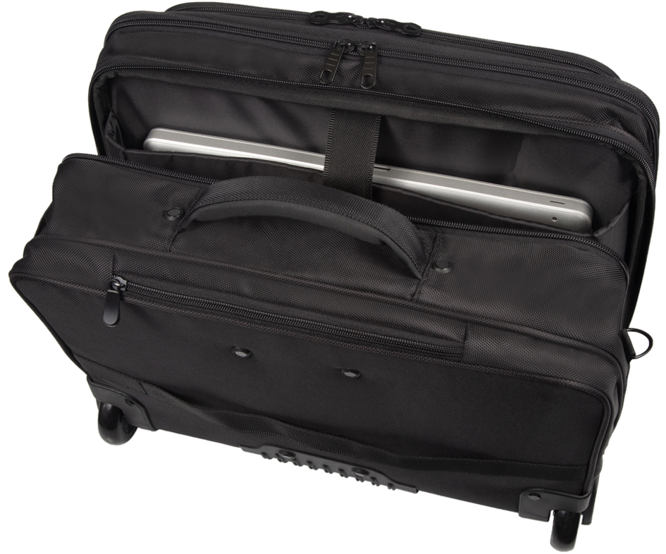 Valise business pour ordinateur portable rPET BORNEO, ouvert