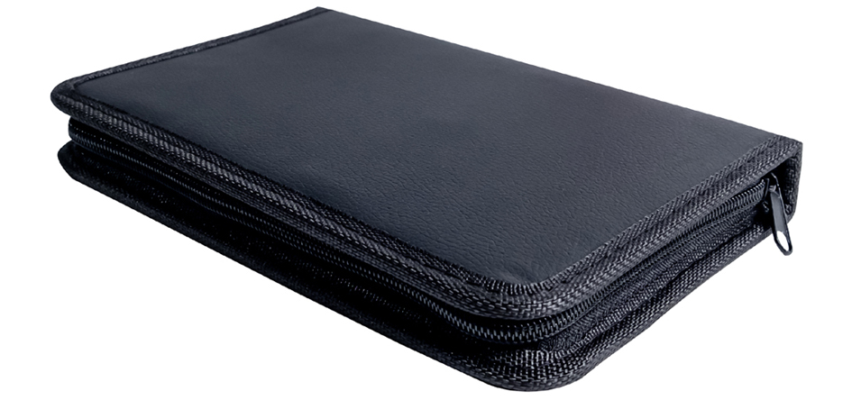 Pochette à fermeture zippée en cuir