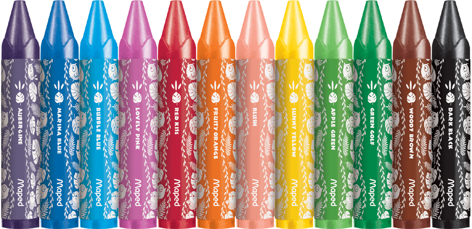 Crayon cire JUNGLE fever JUMBO, couleurs