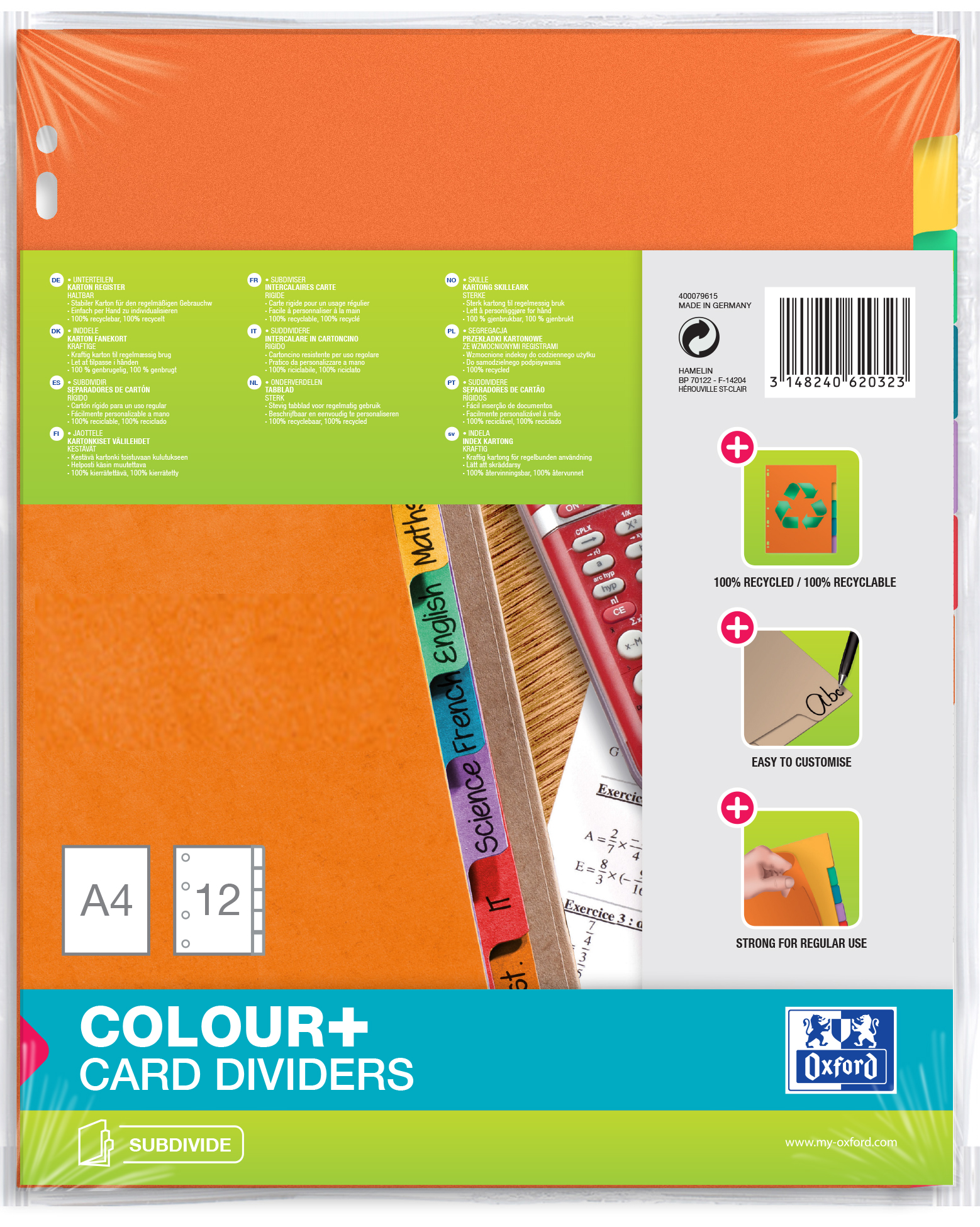 Intercalaires carte, uni