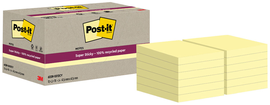 Notes adhésive recyclés, haute adhérence