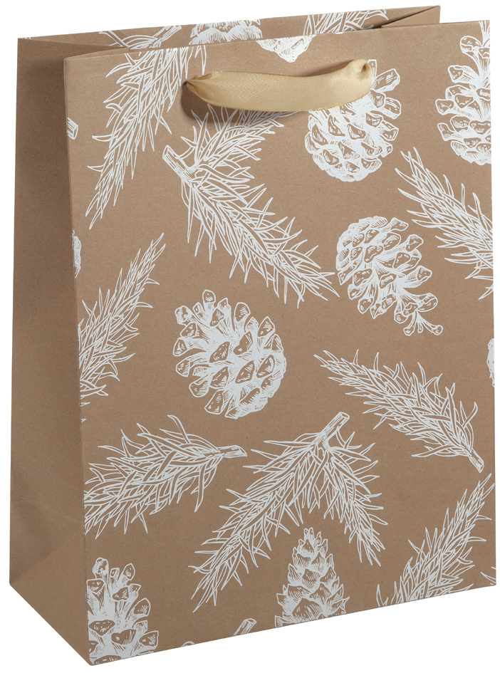 sigel Sac cadeau de Noël 'Pine Cones and Pine branches'