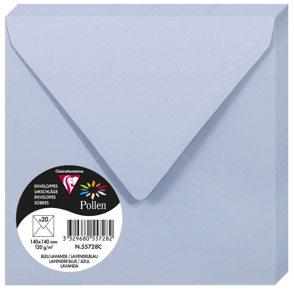 Pollen by Clairefontaine Enveloppes 140 mm, bleu lavande