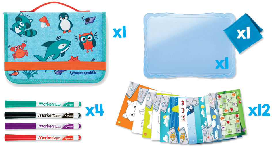 Kit de dessin de voyage TRAVEL BOARD, contenu