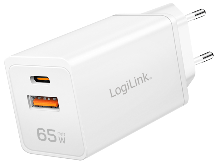 LogiLink Chargeur secteur USB, 1x USB-A, 1x USB-C, 65 W