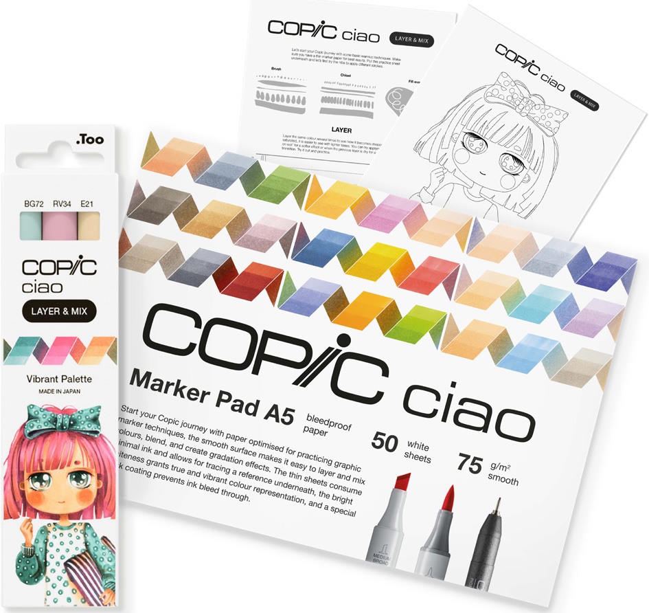 COPIC Marqueur ciao 'LAYER & MIX Manga Starter Set', Vibrant