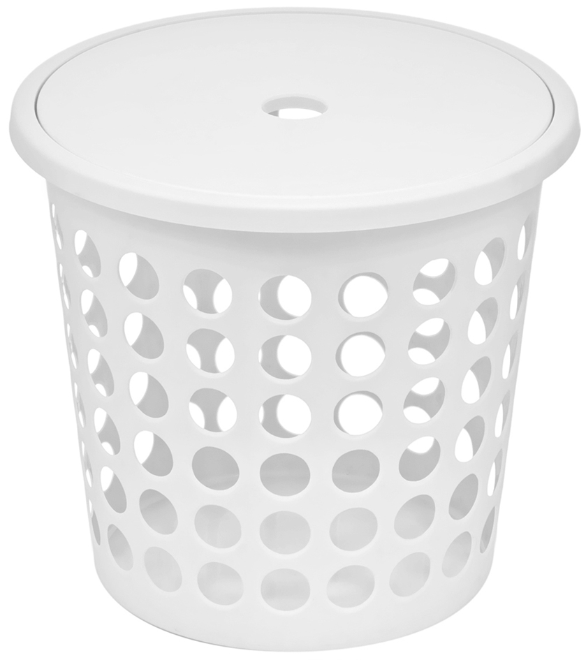 plast team Panier à linge SPRINGFIELD, 25 litres, rond,blanc