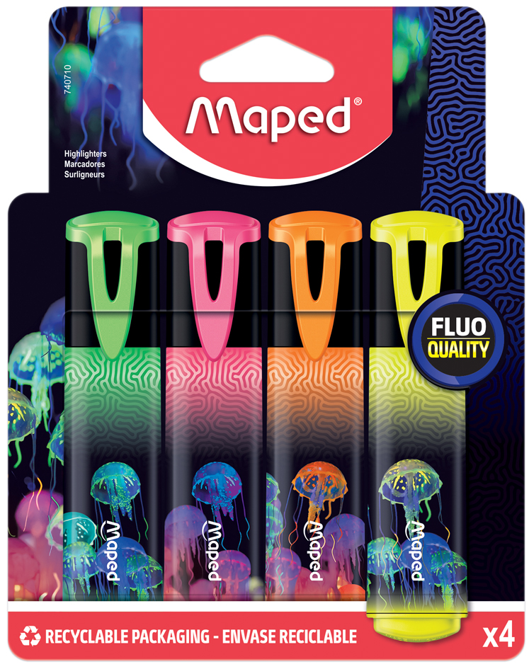 Maped Surligneur DEEPSEA PARADISE, mine biseautée, étui de 4