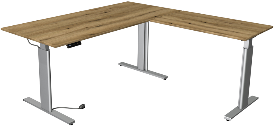 Visuel de référence : Table de bureau assis-debout "Move 3 tube" avec élément d'angle, chêne