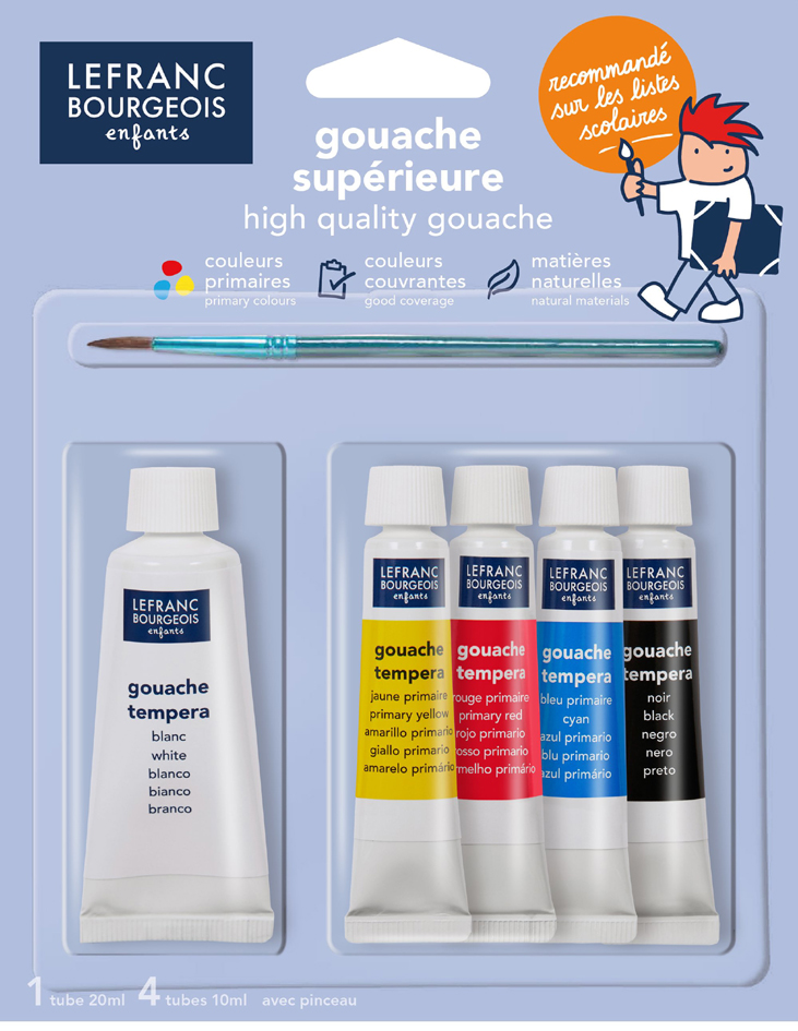 LEFRANC BOURGEOIS Gouache en tube, set de 5 tubes assortis