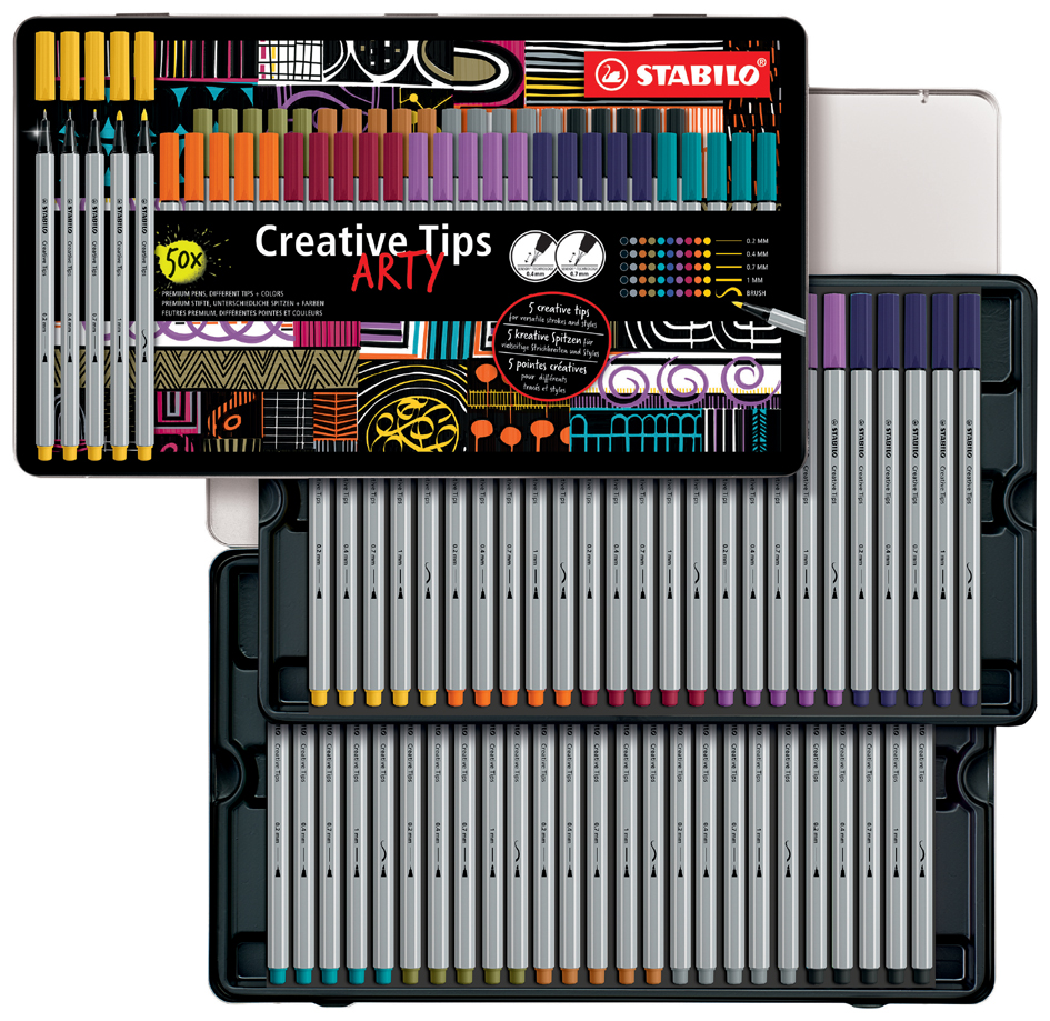 STABILO Kit Creative Tips ARTY URBAN, étui métal de 50
