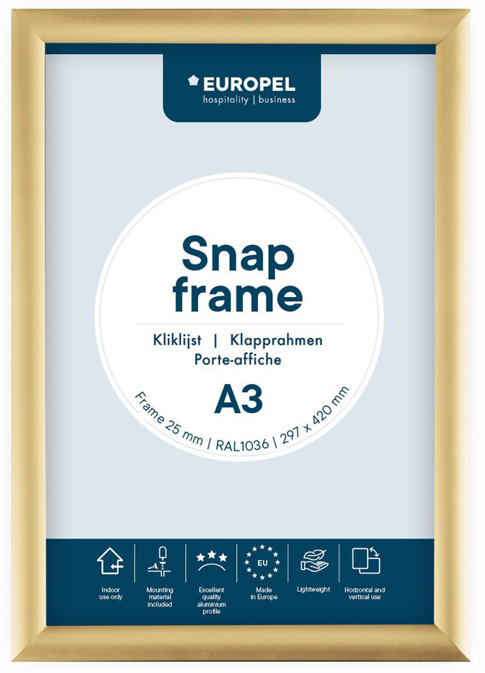 EUROPEL Cadre porte-affiche premium, A3, 25 mm, doré