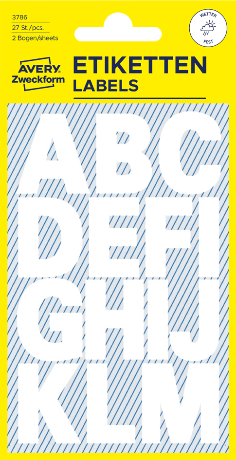 AVERY Zweckform Sticker de lettres, lettres A-Z, blanc