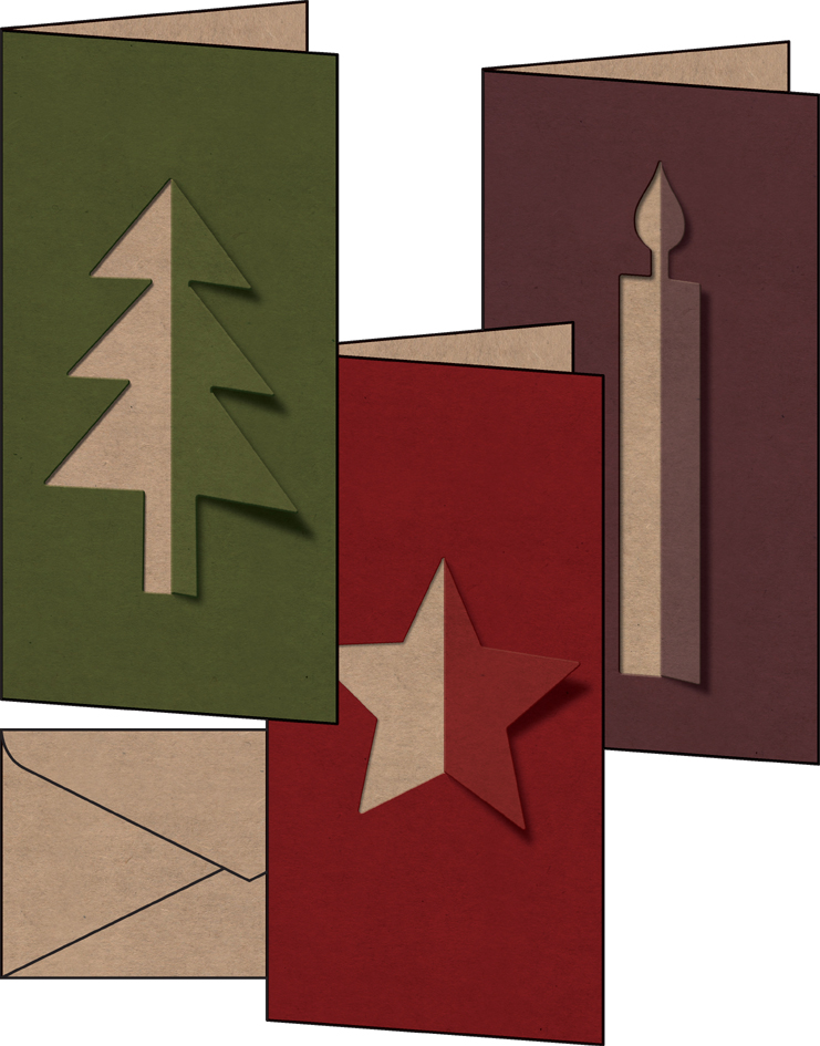 sigel Set de cartes de Noël 'Cut-out style', long (2/3 A4)