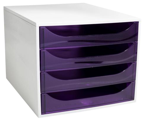 EXACOMPTA Module de classement ECOBOX, 4 tiroirs, violet