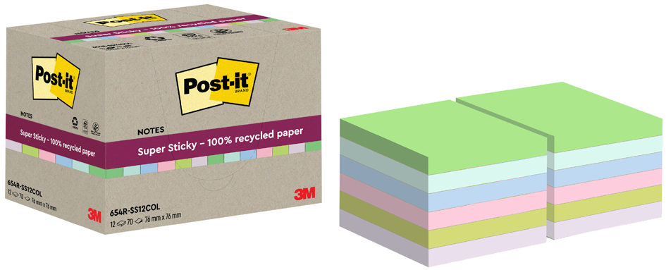 Post-it Bloc-note super sticky Recycling notes, assorti