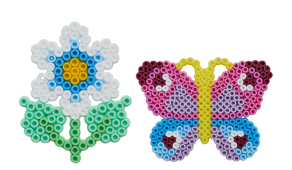 Visuel de référence: utilisation des perles à repasser "Papillon/petites fleurs"