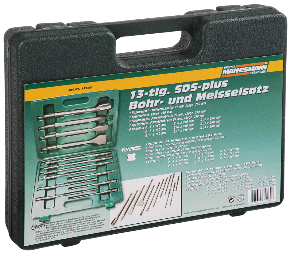 Kit de foret & burin SDS Plus, dans une malette en plastique