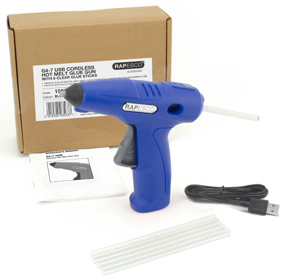 Contenu de la livraison : pistolet à colle Germ-Savvy G4-7 + câble + bâtons de colle