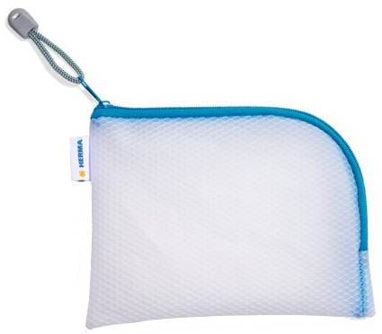 HERMA Pochette à fermeture à zip 'Mesh Bags', A6, bleu